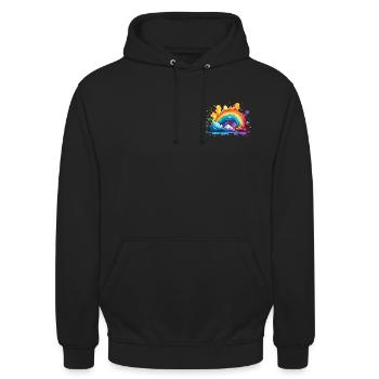 Dein Regenbogen - Unisex Hoodie - Schwarz - Vorne - Alina (178cm) & Michal (187cm)