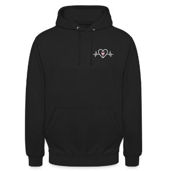 Cœur + Vin Rosé – Passion Rosé - Sweat-shirt à capuche unisexe - noir - Devant - Alina (178cm) & Michal (187cm)