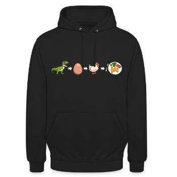 Evolution vom Dinosaurier zum Dino Nugget - Unisex Hoodie - Schwarz - Vorne - Alina (178cm) & Michal (187cm)