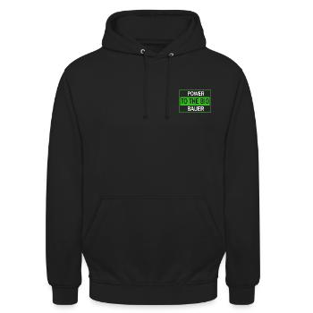 Énoncés d'agriculteurs biologiques / Chemises d'agriculteurs / Chemises biologiques / Biologiques - Sweat-shirt à capuche unisexe - noir - Devant - Alina (178cm) & Michal (187cm)