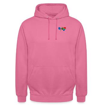 États-Unis, Afrique du Sud, drapeau, forme de coeur - Sweat-shirt à capuche unisexe - rose - Devant - Alina (178cm) & Michal (187cm)
