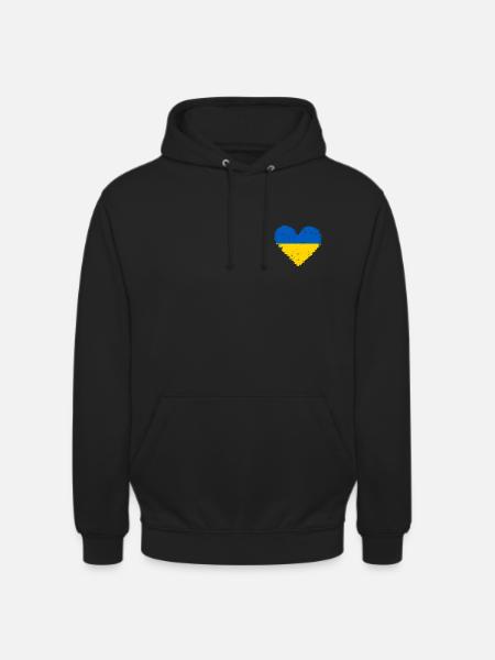 Ukraine Heart Flag - Unisex Hoodie - black