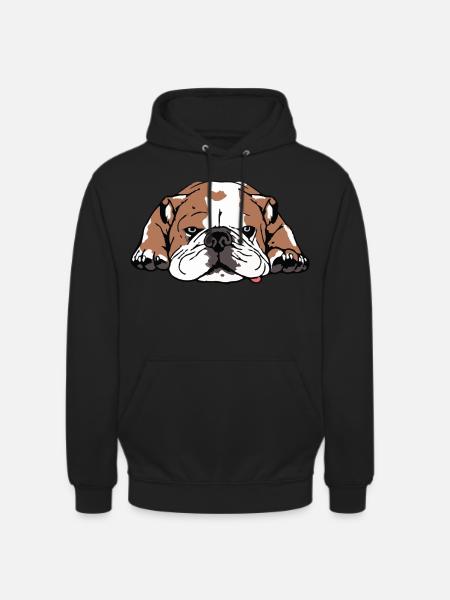 English bulldog lying down tired - Unisex Hoodie - black