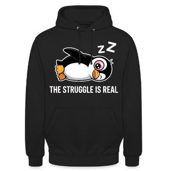 Pinguin Lustiger Spruch - Unisex Hoodie - Schwarz - Vorne - Alina (178cm) & Michal (187cm)