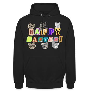 Joyeux chats de Pâques - Sweat-shirt à capuche unisexe - noir - Devant - Alina (178cm) & Michal (187cm)