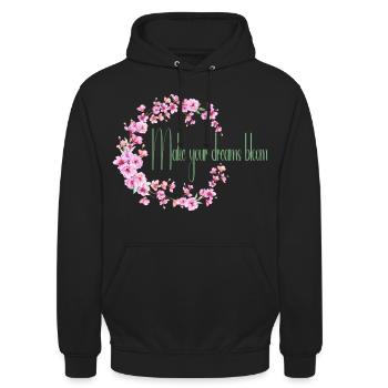 Make your dream bloom - Unisex Hoodie - black - Front - Alina (178cm) & Michal (187cm)