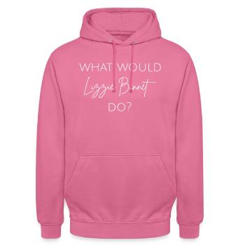 Was würde Lizzie Bennet tun? - Unisex Hoodie - Pink - Vorne - Alina (178cm) & Michal (187cm)