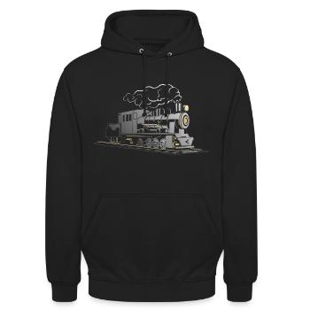 Locomotive à vapeur locomotive à vapeur - Sweat-shirt à capuche unisexe - noir - Devant - Alina (178cm) & Michal (187cm)