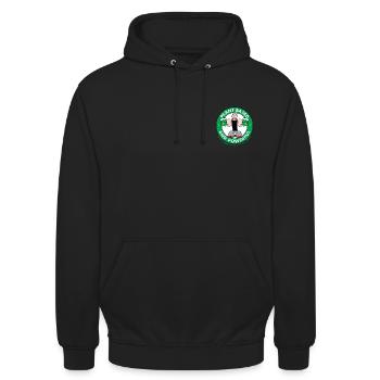 Popeye Logo Klein Plant Based And Powerful Spinach - Unisex Hoodie - Schwarz - Vorne - Alina (178cm) & Michal (187cm)