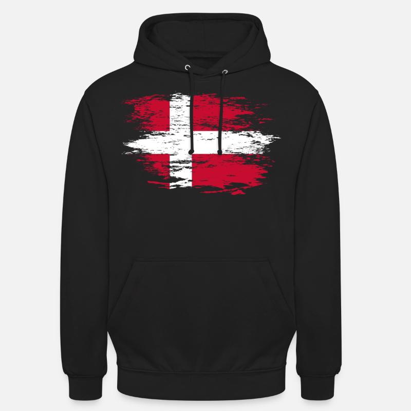 Drapeau du Danemark utilisé - Sweat-shirt à capuche unisexe - noir
