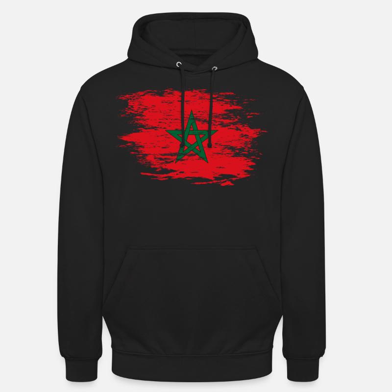 Drapeau du Maroc utilisé - Sweat-shirt à capuche unisexe - noir