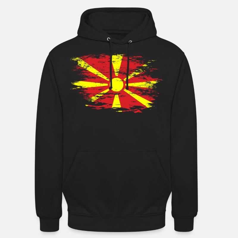 Drapeau de la Macédoine utilisé - Sweat-shirt à capuche unisexe - noir