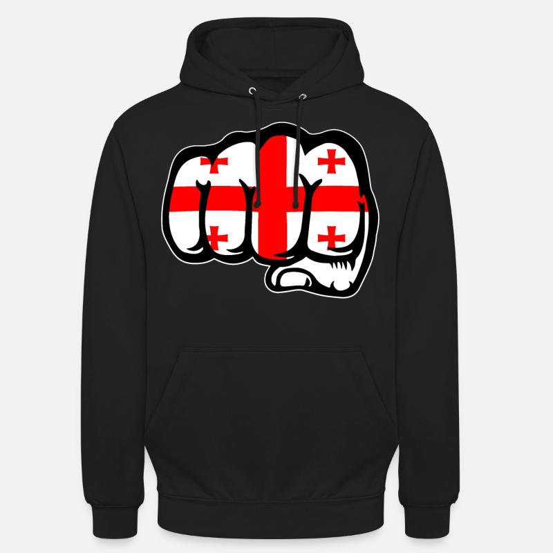 Poing drapeau de Géorgie - Sweat-shirt à capuche unisexe - noir