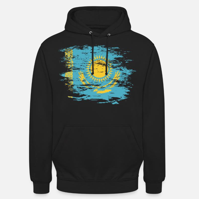 Drapeau du Kazakhstan utilisé - Sweat-shirt à capuche unisexe - noir
