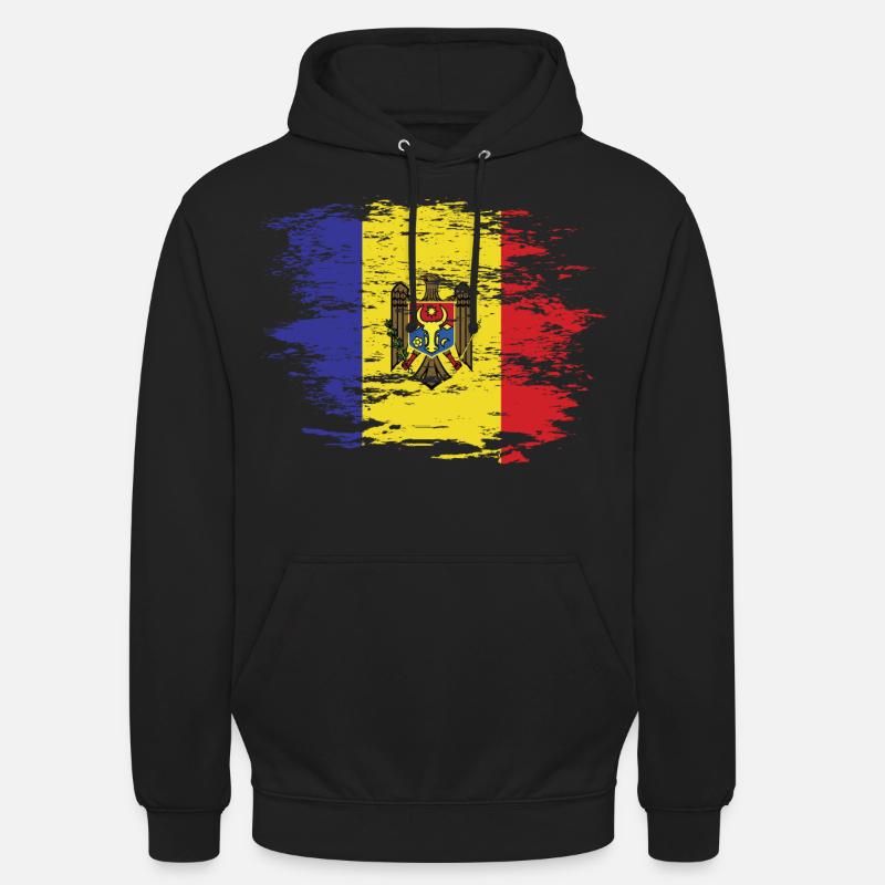Drapeau de Moldavie utilisé - Sweat-shirt à capuche unisexe - noir