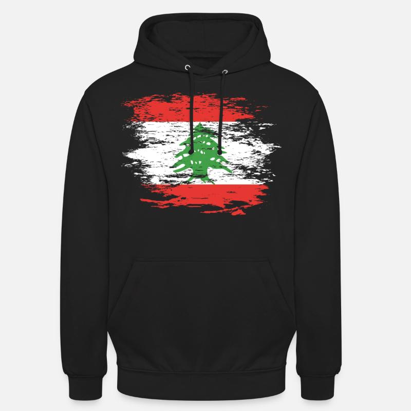 Drapeau du Liban utilisé - Sweat-shirt à capuche unisexe - noir