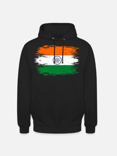 Drapeau de l’Inde aspect utilisé - Sweat-shirt à capuche unisexe - noir