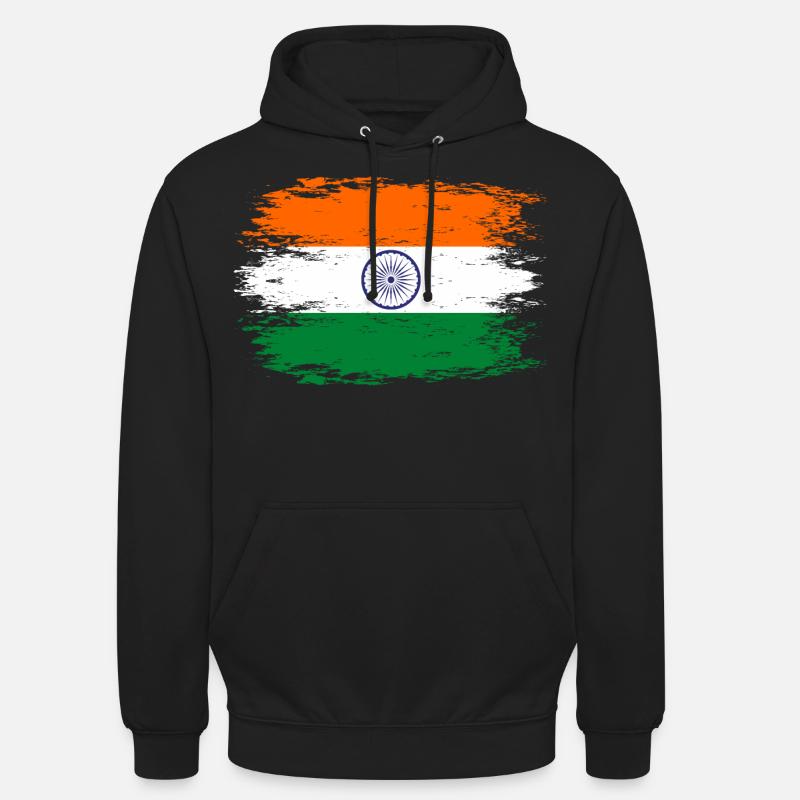 Drapeau de l’Inde aspect utilisé - Sweat-shirt à capuche unisexe - noir