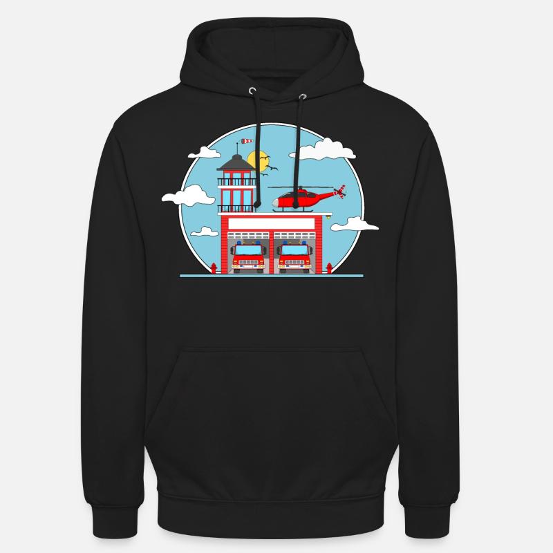 Caserma dei pompieri senza scritte - Felpa con cappuccio unisex - nero
