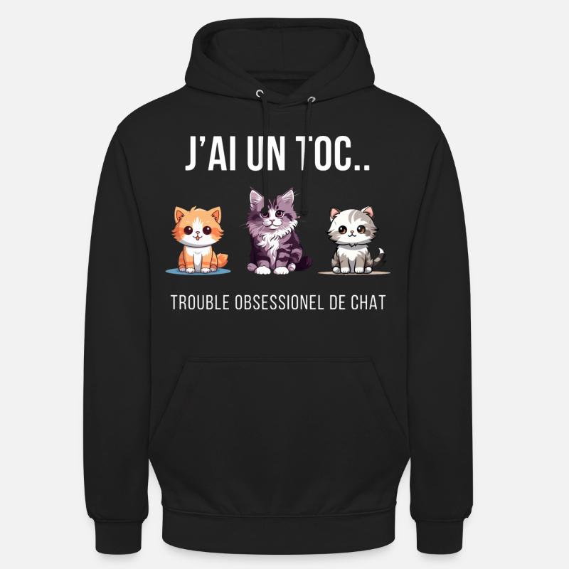 OBSESSION DU CHAT - Sweat-shirt à capuche unisexe - noir