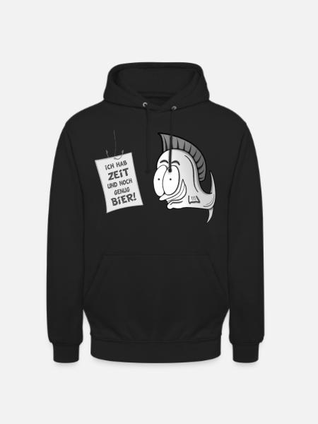 Fisch Comic Angler - Unisex Hoodie - Schwarz