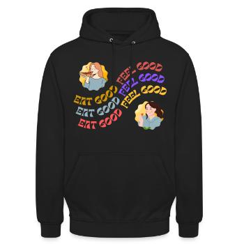 EAT GOOD FEEL GOOD - Unisex Hoodie - black - Front - Alina (178cm) & Michal (187cm)