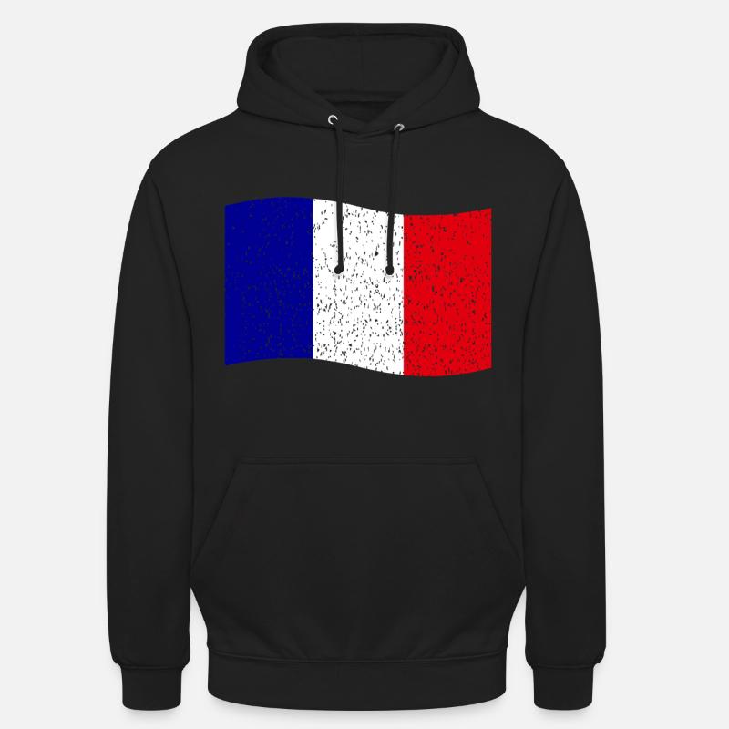 drapeau français vintage - Sweat-shirt à capuche unisexe - noir