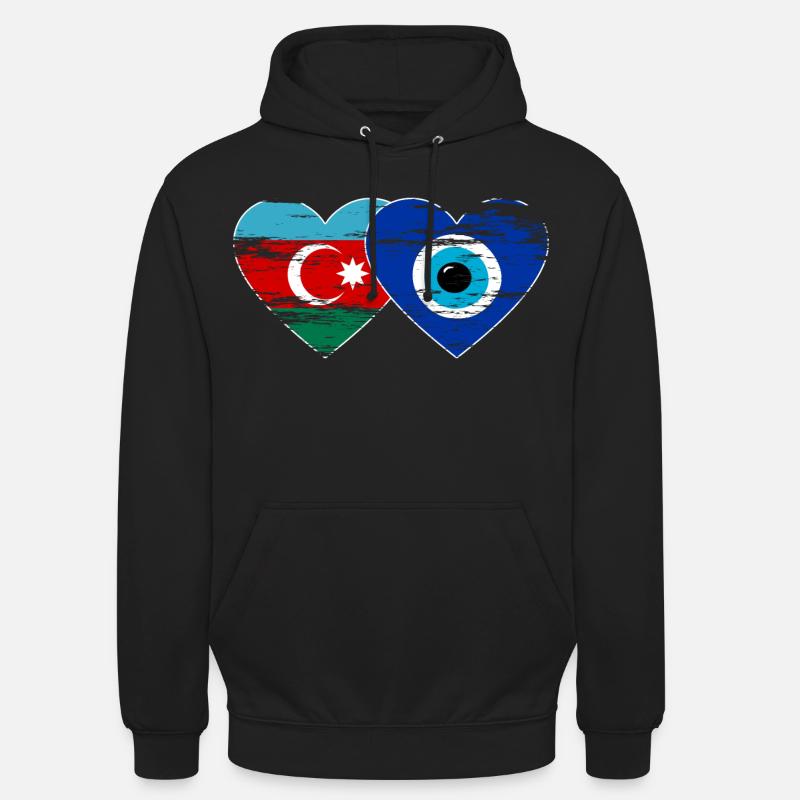 Azerbaïdjan Nazar drapeau perlé utilisé - Sweat-shirt à capuche unisexe - noir