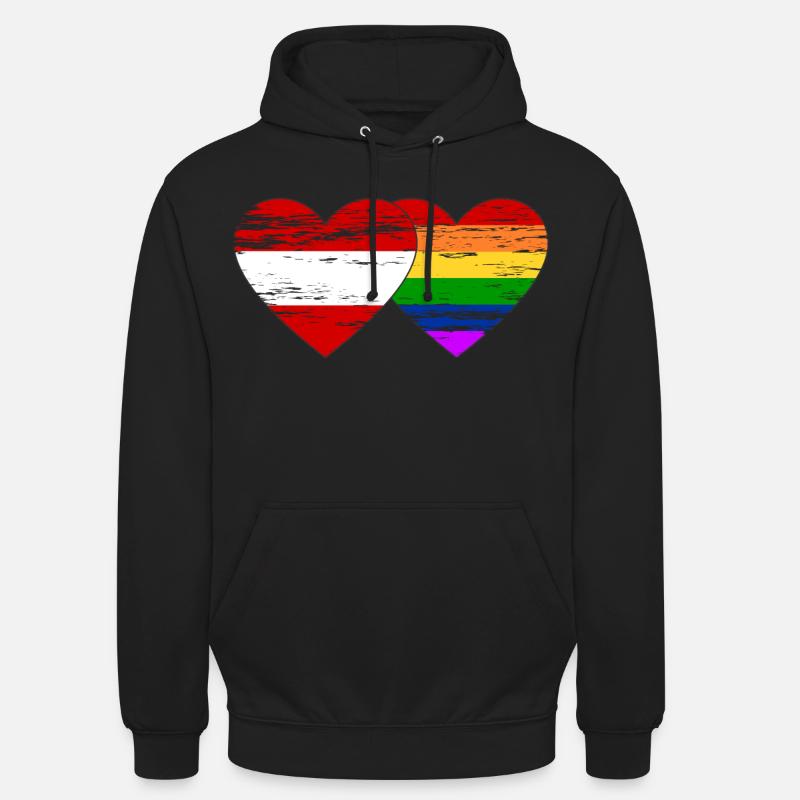 Drapeau arc-en-ciel de l’Autriche utilisé - Sweat-shirt à capuche unisexe - noir