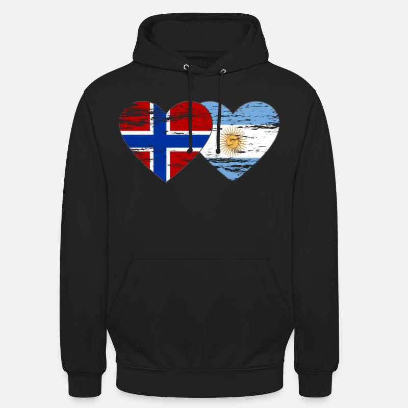 Norvège Argentine Drapeau utilisé - Sweat-shirt à capuche unisexe - noir