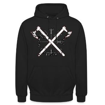 vegvisir Wikinger Äxte Motiv - Unisex Hoodie - Schwarz - Vorne - Alina (178cm) & Michal (187cm)