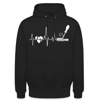 Wood carving Heartbeat - Unisex Hoodie - black - Front - Alina (178cm) & Michal (187cm)
