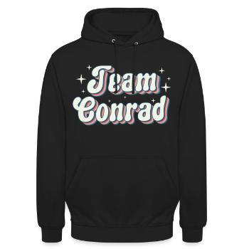 Team Conrad Vintage Cool - Unisex Hoodie - Schwarz - Vorne - Alina (178cm) & Michal (187cm)