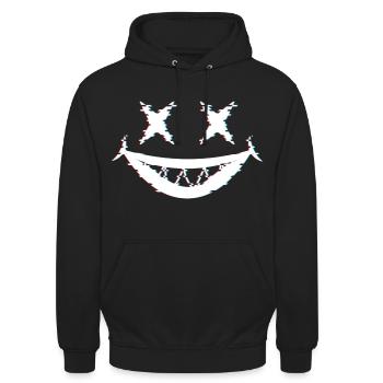 Joker Glitch - Unisex Hoodie - Schwarz - Vorne - Alina (178cm) & Michal (187cm)