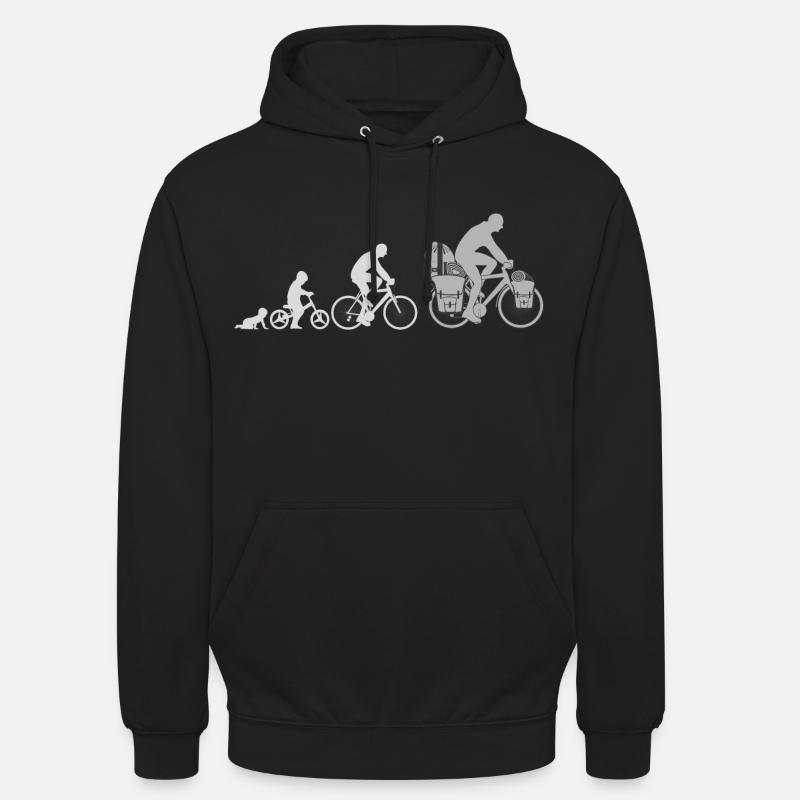 Evolution Radfahrer, Radreisender - Unisex Hoodie - Schwarz