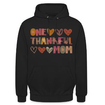 Thankful Mom Mama Herbst Blätter Dankbarkeit - Unisex Hoodie - Schwarz - Vorne - Alina (178cm) & Michal (187cm)