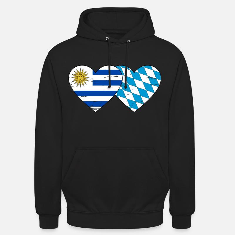 Uruguay Bavaroise drapeau coeur utilisé - Sweat-shirt à capuche unisexe - noir