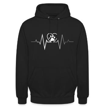 Ein Herzschlag für Hunde Tierliebhaber Geschenk - Unisex Hoodie - Schwarz - Vorne - Alina (178cm) & Michal (187cm)