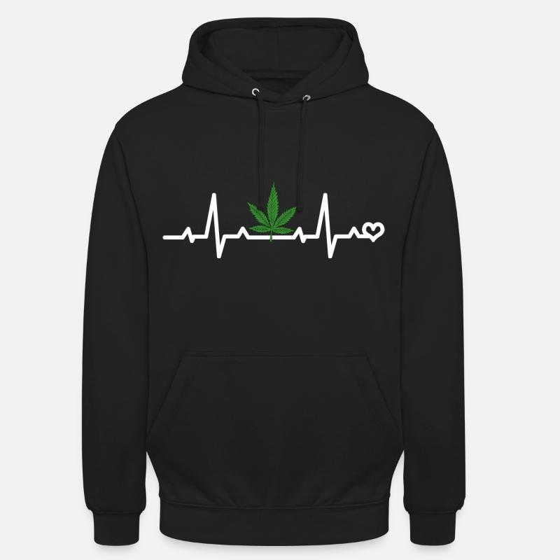 Cannabisblatt EKG - Unisex Hoodie - Schwarz