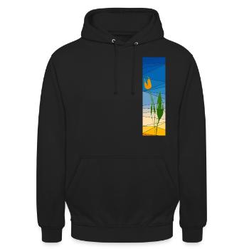 King's day tulip with sundown - Unisex Hoodie - black - Front - Alina (178cm) & Michal (187cm)