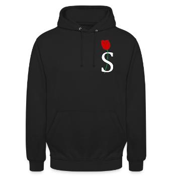 Rose x S T-shirt - Unisex Shirt - Unisex Hoodie - Schwarz - Vorne - Alina (178cm) & Michal (187cm)