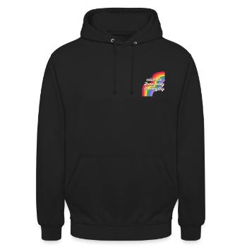 CELEBRATE LOVE : Pride - Unisex Hoodie - Schwarz - Vorne - Alina (178cm) & Michal (187cm)