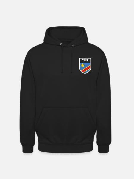 Kongo - Nationalfahne im Wappen - Unisex Hoodie - Schwarz