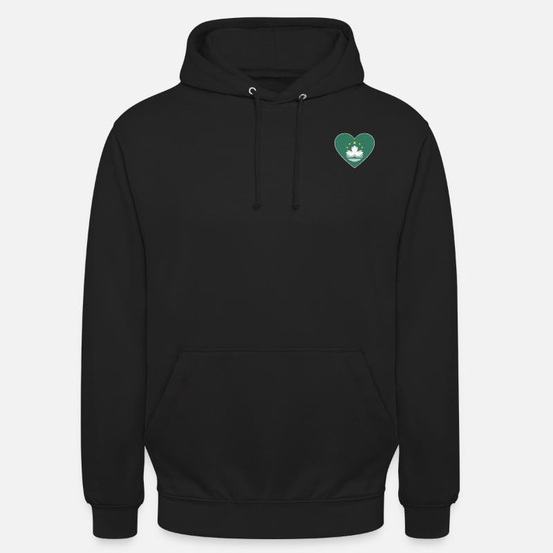 Cœur de drapeau de Macao - Sweat-shirt à capuche unisexe - noir