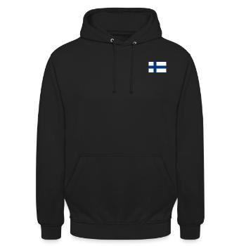 Drapeau de la Finlande - Sweat-shirt à capuche unisexe - noir - Devant - Alina (178cm) & Michal (187cm)