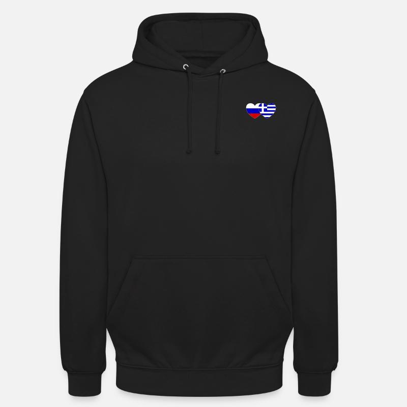 Russie Grèce Flag Coeur - Sweat-shirt à capuche unisexe - noir