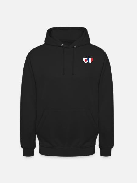 Japan France Flag Heart - Unisex Hoodie - black