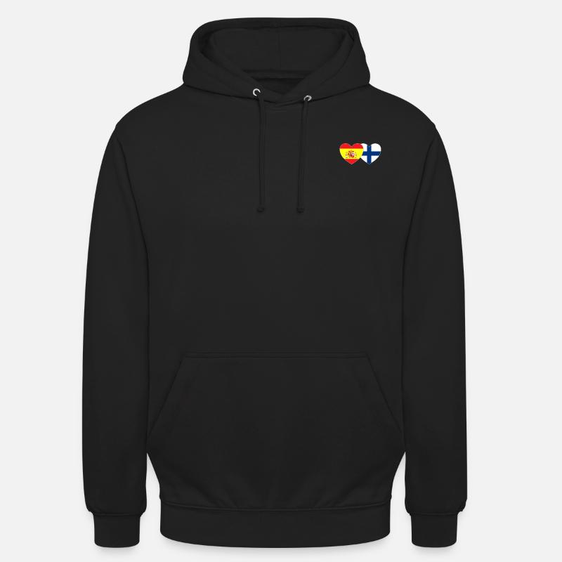 Espanja Suomi lippu sydän - Unisex-huppari - musta