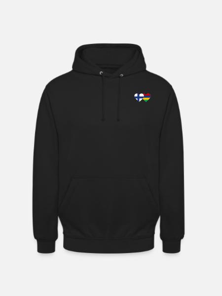 Finland Mauritius Flag Heart - Unisex Hoodie - black