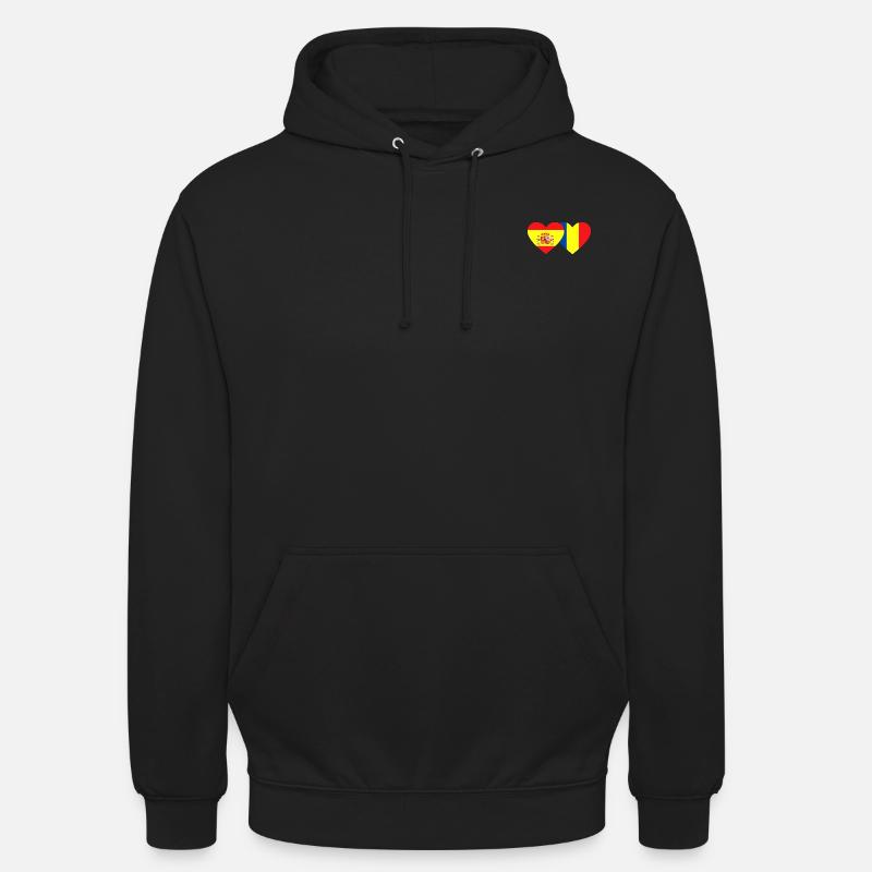 Espagne Roumanie Flag Heart - Sweat-shirt à capuche unisexe - noir